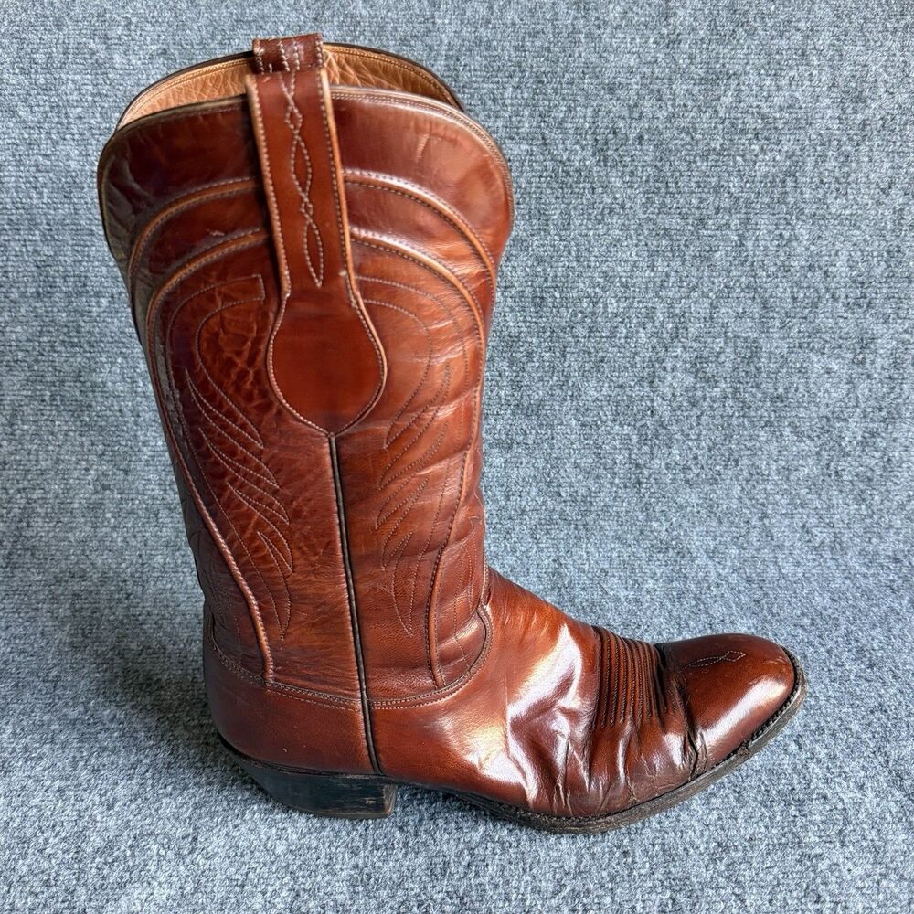 Vintage Lucchese L6609 Brown Leather Cowboy Western Boots Men’s 11 D USA - Picture 2 of 16